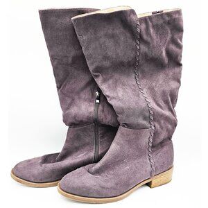 Women’s Gray Slouch Boots Size 8.5 XWC Wide Calf Faux Suede Side Zip
